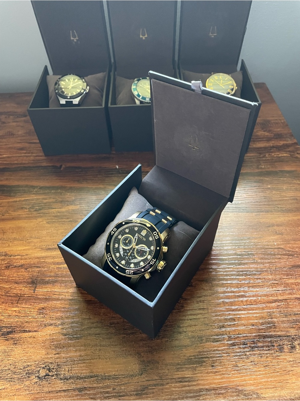 Invicta Black and Gold Chronograph Bracelet Watch